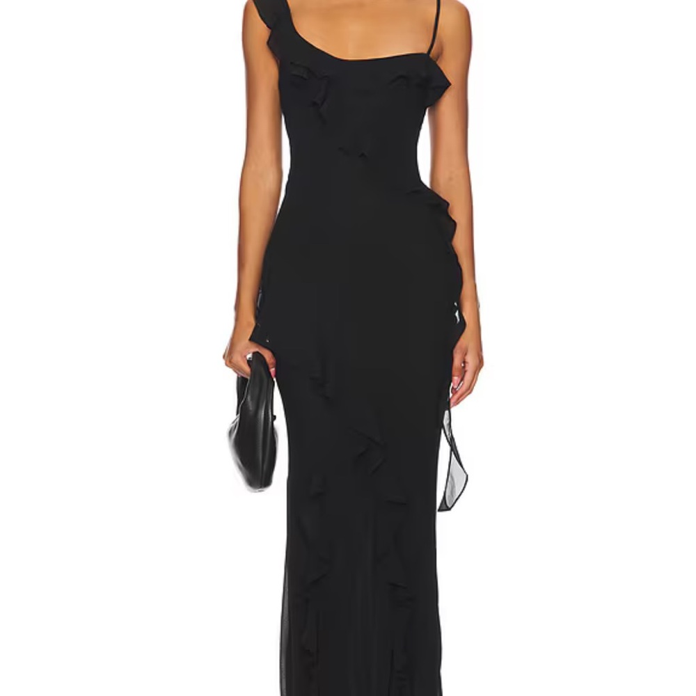 MAJORELLE One Shoulder Black Dress